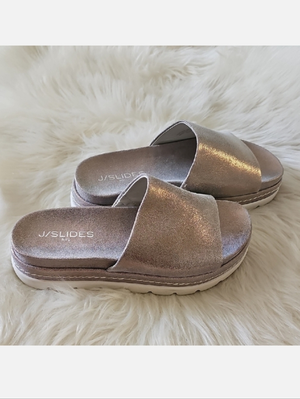 J Slide Bronze Metallic Platform Slide Mules - Picture 7 of 7